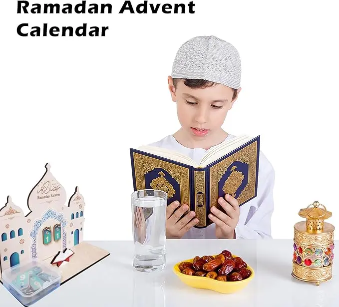 Ramadan Advent Calendar, Ramadan Countdown Calendar for Kids, Wooden Ramadan Calendar Ornaments Decorations for Home, 30 Day Islamic Advent Calendar Ramadan Eid Decorations 2