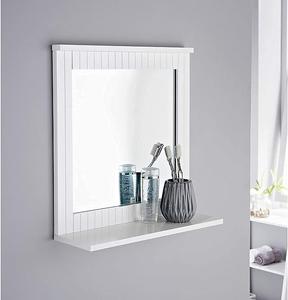 Homme Concept -Grey bathroom mirror with shelf, Wall-mounted bathroom mirrors, Hanging Vanity Mirror, for the Living Room and Bathroom, Bathroom Décor, Wood Frame