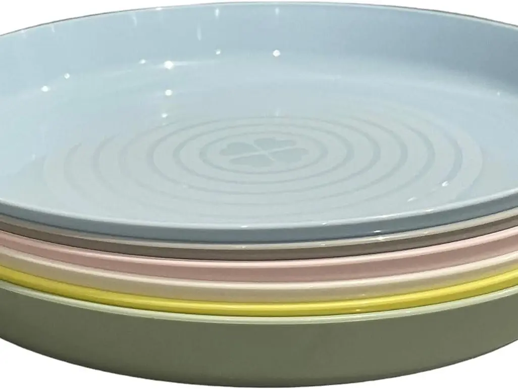 Kalas Unbreakable Plastic Kids/Adults Dinner/Lunch/Side Plate 6 Pack Multi Coloured Stackable, Lightweight, high Edge 19x2 centimetres Pastel Bright Colours to Choose Your Favourite