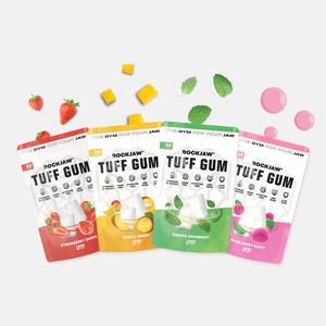 ROCKJAW Tuff Gum | Premium Ultra-Tough Xylitol Jawline Chewing Gum | with Vitamin B3, B5, B6 & B12 | Plastic-Free Gum Base