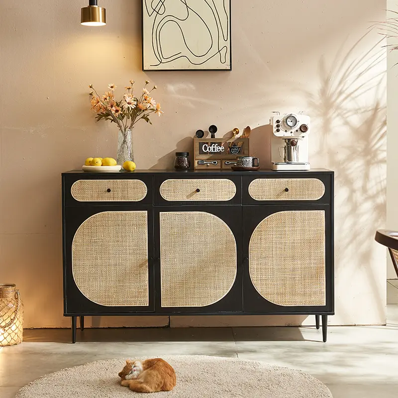 Ballard Rattan Sideboard, Black Or Oak 1