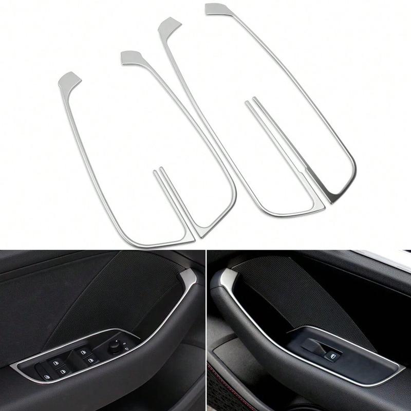 4pcs Stainless Steel Window Glass Lifting Buttons Frame Cover Trim For Audi A3 8V 2013-2020 Car Door Armrest Panel Decoration 2