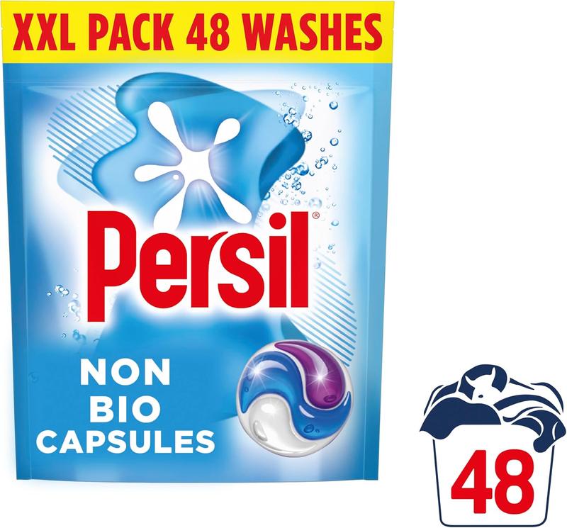 Persil Non Bio 3 in 1 Washing Capsules laundry capsules gentle next to sensitive skin for outstanding stain removal in quick & cold washes 48 washes 1