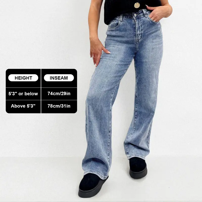 KatchMe Women's Casual Mid-Rise Wide Leg Stretchy Jeans,Street Womenswear,Soft Comfortable Women's Bottoms for Fall & Winter,Denim Trousers for Women (Stretchy Material) 3