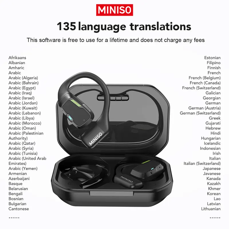 MINISO M98 Wireless Headphones, Over 135 Language Translation, Bluetooth Earphones, OWS Earbuds, Full Color Display Touch Screen Headset, Low Latency Gaming Earphones, Holiday Essentials, Christmas Gifts 4