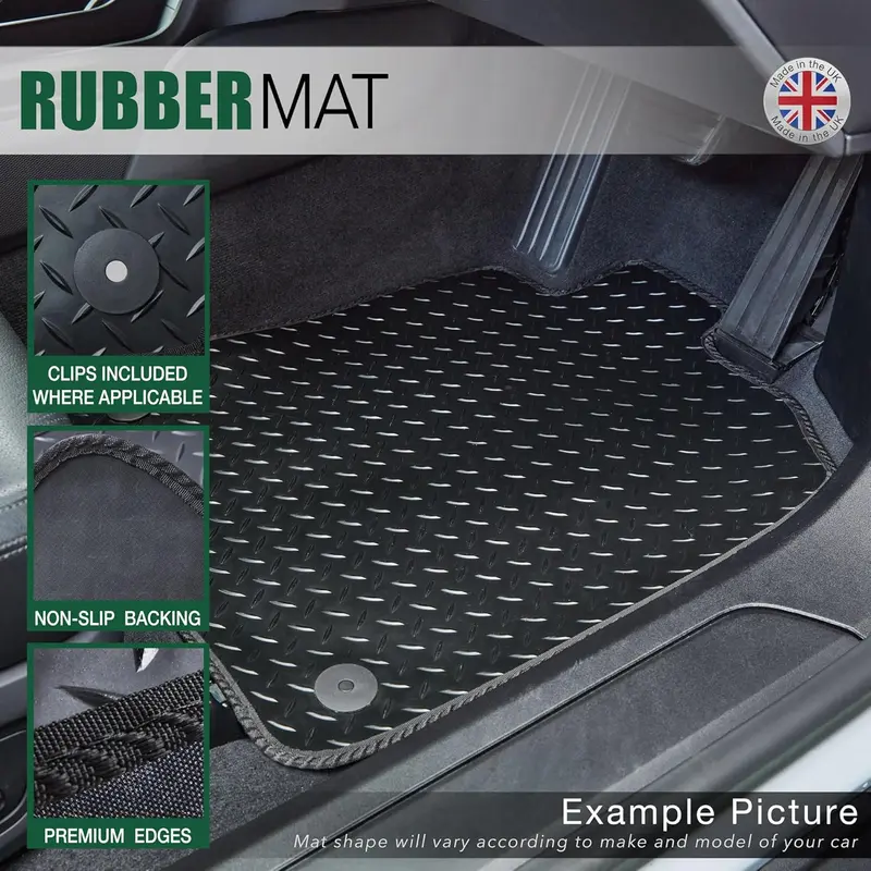 `GCM Tailored Black Carpet-Rubber Car Mats for Peugeot Partner Van 2019 to Present 3