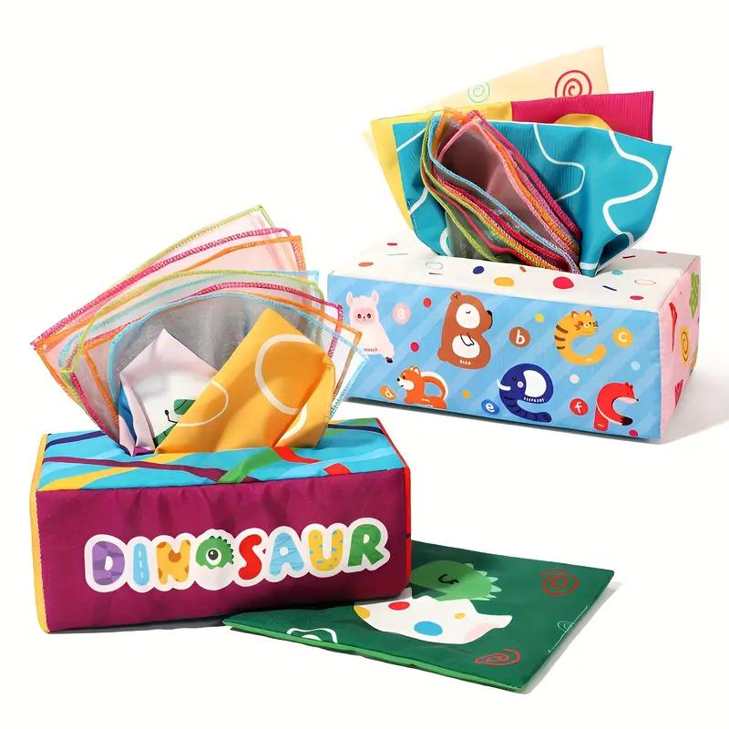Tissue Box Sensory Toy, Crinkle Tissue Box Baby, Sensory Toys for Babies, Montessori Toys for Boys and Girls, Soft Crinkle Toys for Infant Toddlers, Stocking Stuffers, rotation new born cuddle baby tissue 1 year early educational toy development 6