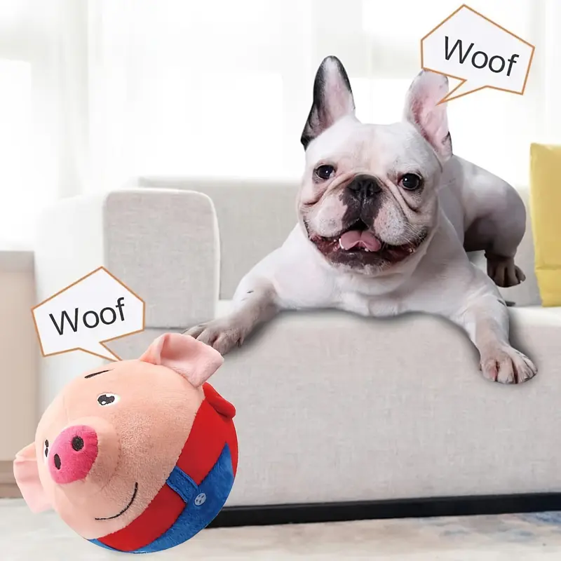 Interactive Plush Pig Toy for Dogs: USB Rechargeable, Bouncing, Sound-Emitting, Washable, Cartoon Dog Toy 5