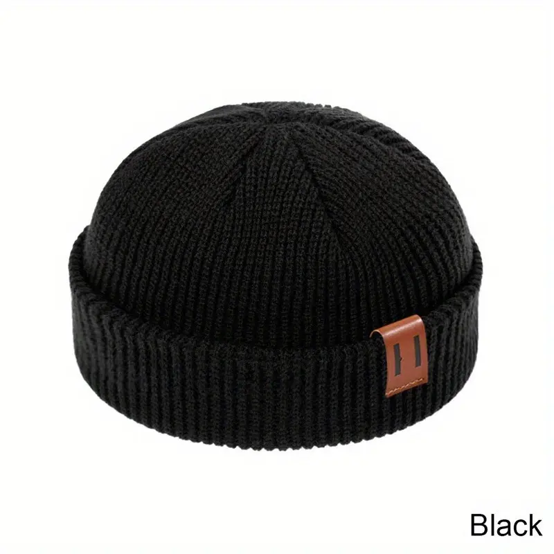 1PC Men Women Fashion Winter Knitted Beanie Hat Unisex Cap Hip-hop Cuffed Short Cap Bonnet Warm Ribbed Fisherman Docker Hats 5
