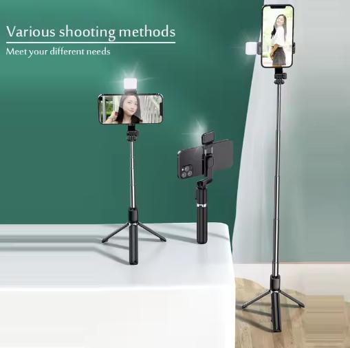 Portable Bluetooth Selfie Stick Retractable Multifunctional 103CM Phone HoldeTripod With Selfie light Wireless Remote Shutter 3