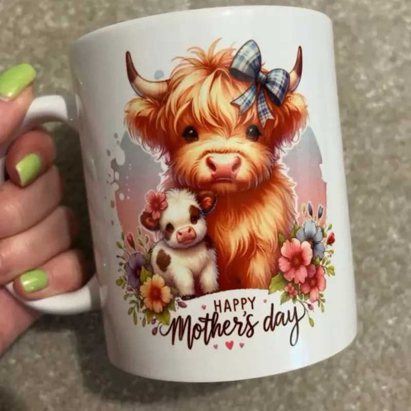 Highland Cow Ceramic Mother Day Mug - Perfect Gift for Mum