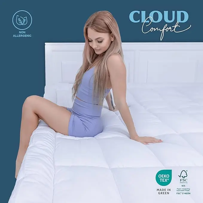 ACRALI HOME Mattress Topper Bed 4 Inch/10cm Quilted Single Mattress Topper Thick Breathable Hypoallergenic 1
