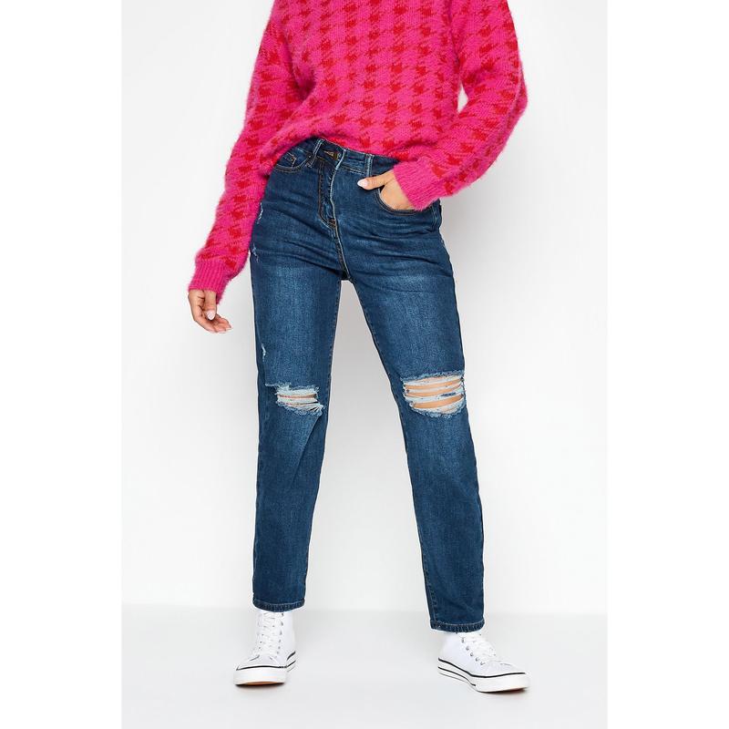 PixieGirl Blue Distressed Mom Jeans 0