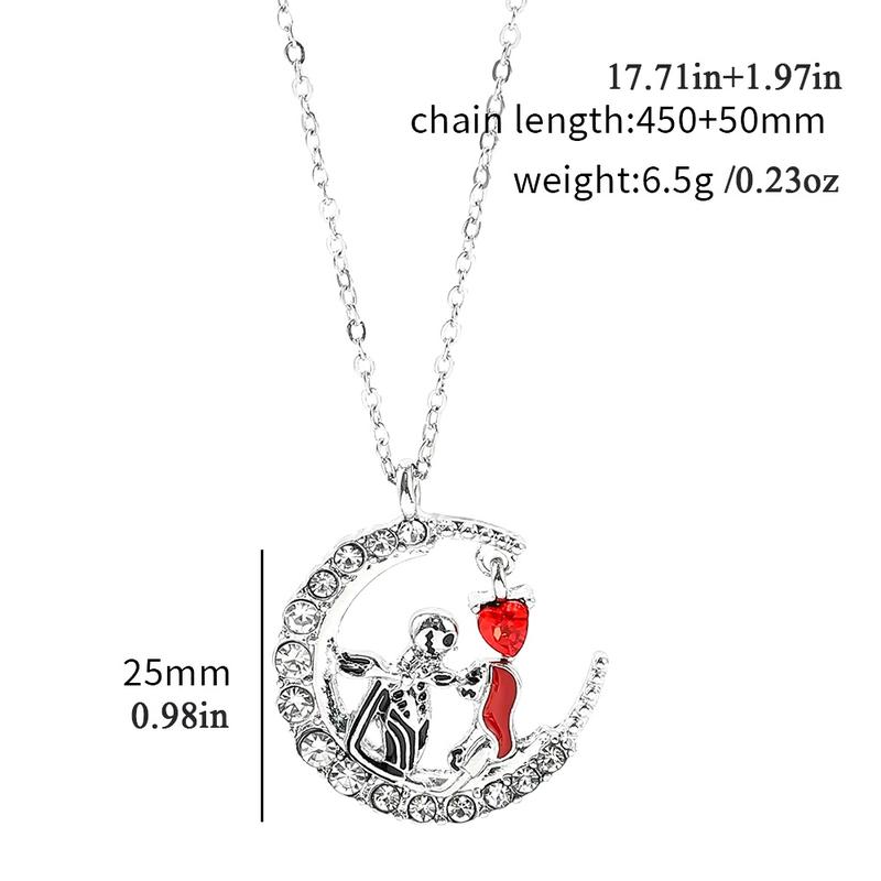 Love Always Red Heart Necklace Gift for Fans of The Nightmare Before Christmas - Jack & Sally 3