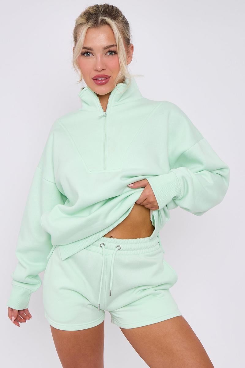 Product Introduction of H.O.S Women's 1/2 Zip Top & Shorts Fleece Co-ord Set 5