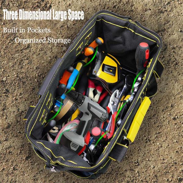 13/19 Inch Multifunctional Tool Bag, Portable Large Capacity Tool Storage Bag, Wear Resistant Thickened Canvas Tools Bag for Electrician, Hand Tools Storage Bag for Home & Office 2