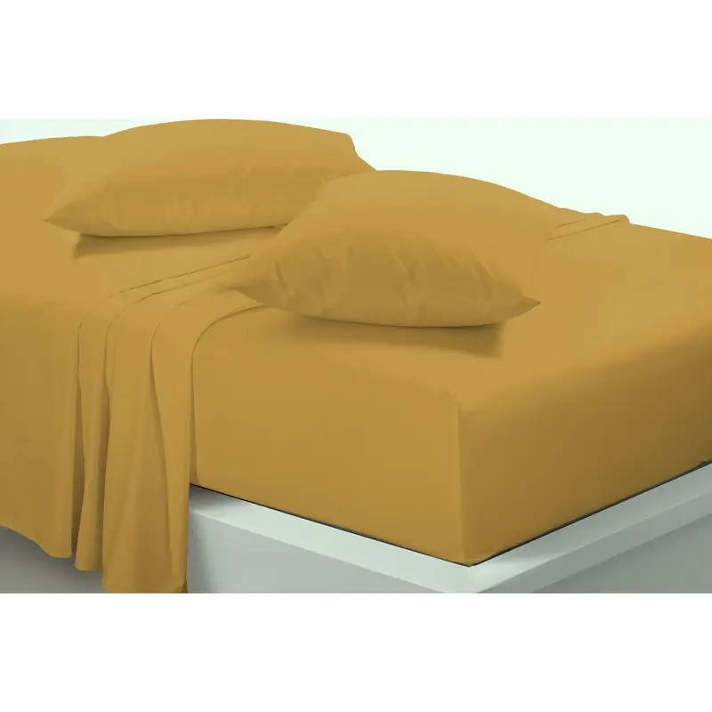 Luxurious Easy Care Polycotton Fitted Sheets Cotton Rich Super Soft Year Round Sheets (Bunk Bed, Mustard) 1