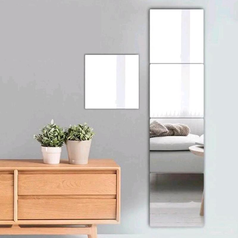 Durable and Decorative Acrylic Square Mirror Wall Stickers for Room and Office Decor, Set Smooth and easy to install/ remove, Installation Removable 4