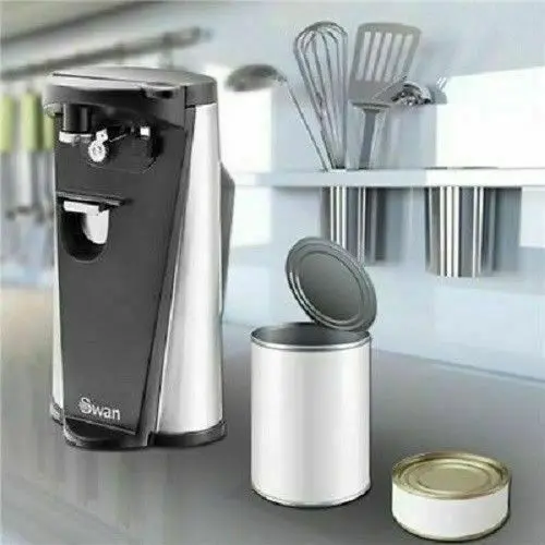 Swan 3 In 1 Multi Function Electric Can Tin Opener Bottle Opener Knife Sharpener Kitchen Lid 2