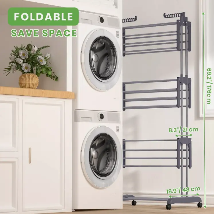 Extra Large Clothes Airer 4 Tier Indoor Foldable Outdoor Laundry Dryer Rack Line