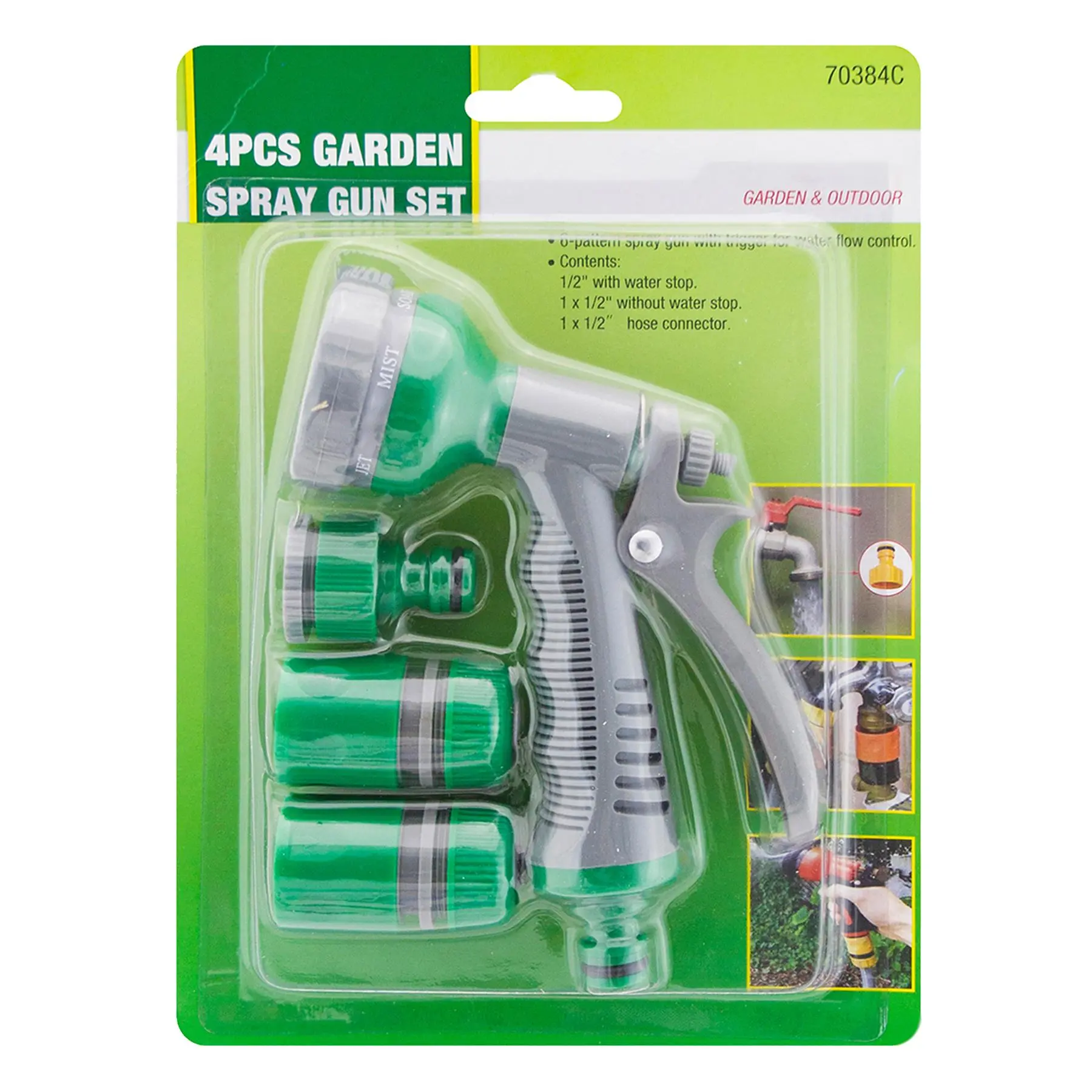 Hose Pipe Spray Nozzle Gun Sprinkler 6 Dial Garden Hosepipe Set Outdoor For Watering Plants Car Cleaning 4PCS