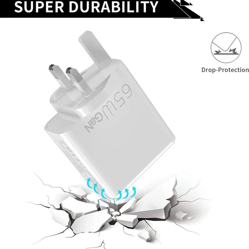 65W GaN Fast Quick Charger for Type-C Devices - UK Plug - Charging 1
