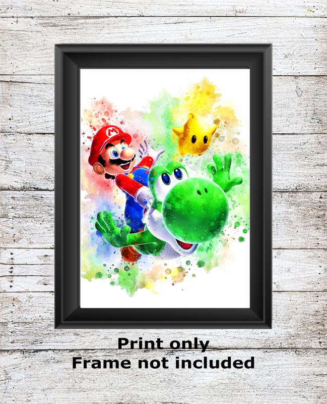 Super Mario unframed watercolour wall art childrens bedroom A5 A4 A3 High Quality Prints 6