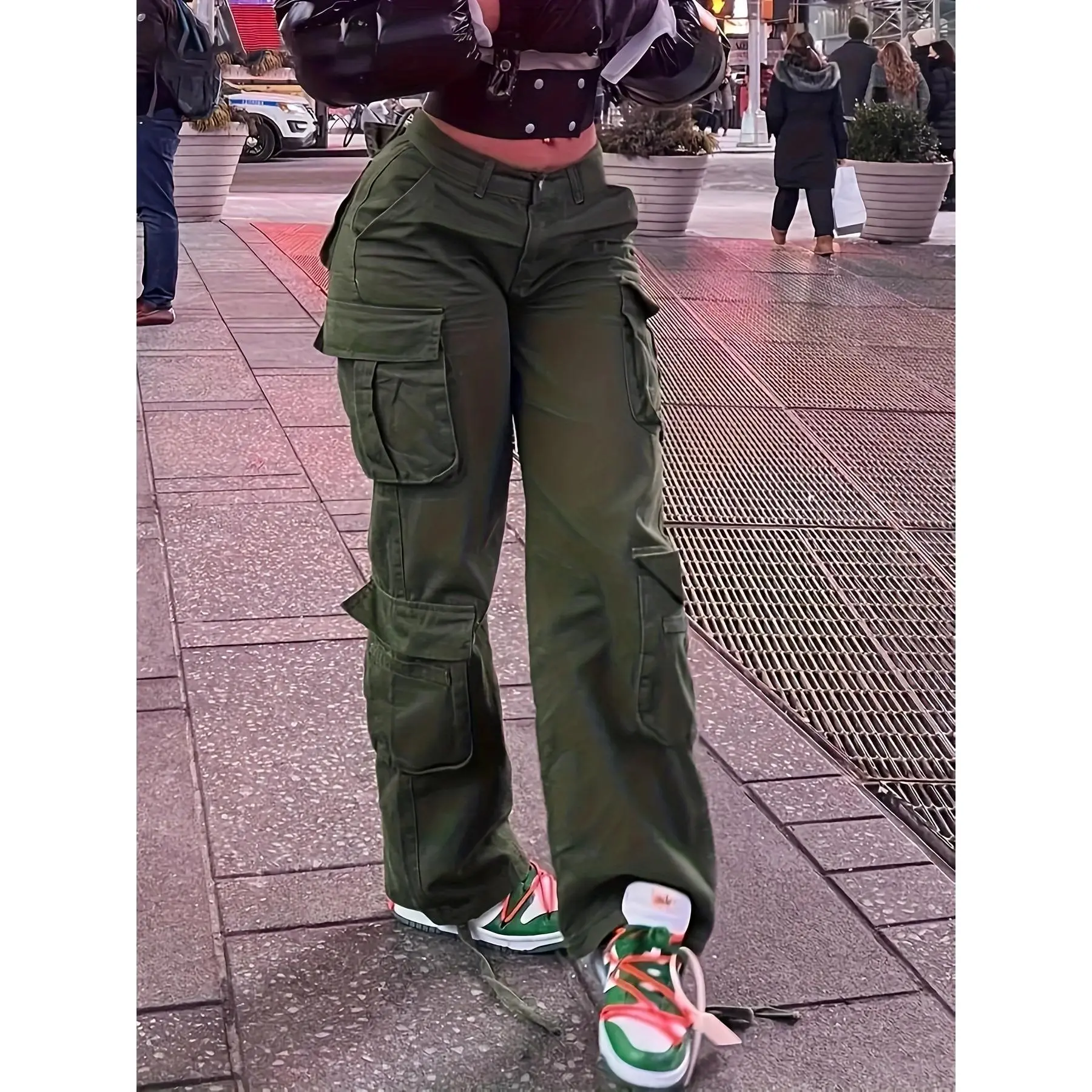 Y2K High Waist Cargo Pants with Pockets - Stylish and Functional Women's Streetwear