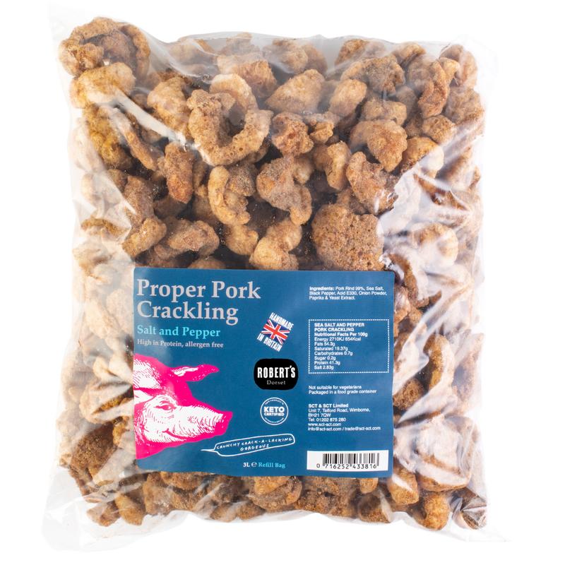 Proper Pork Crackling - 3L Refill Bags – Available in Multiple Flavours - Keto-friendly, Allergen-Free, Low Carb & High Protein, Handmade in Britain Salt Snack 6