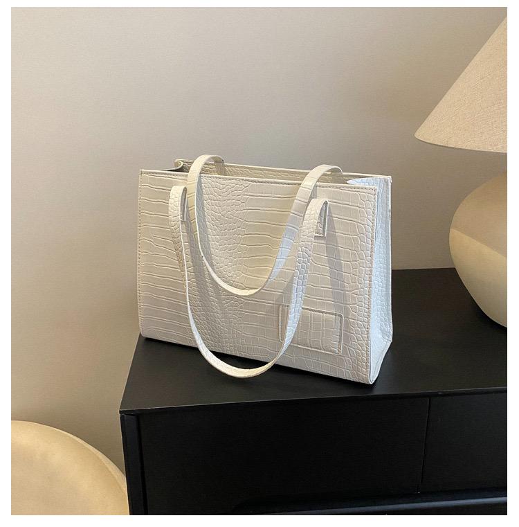 Product Introduction of Fashionable New Stone Pattern Casual Large Bag - Spacious Solid Color Handheld Tote & Shoulder Bag 6