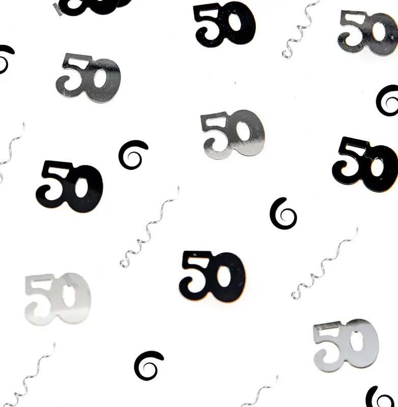 3 x 14g 50th Black Happy Birthday Party Glitz Table Confetti Sprinkles Decorations Set Ornaments 0
