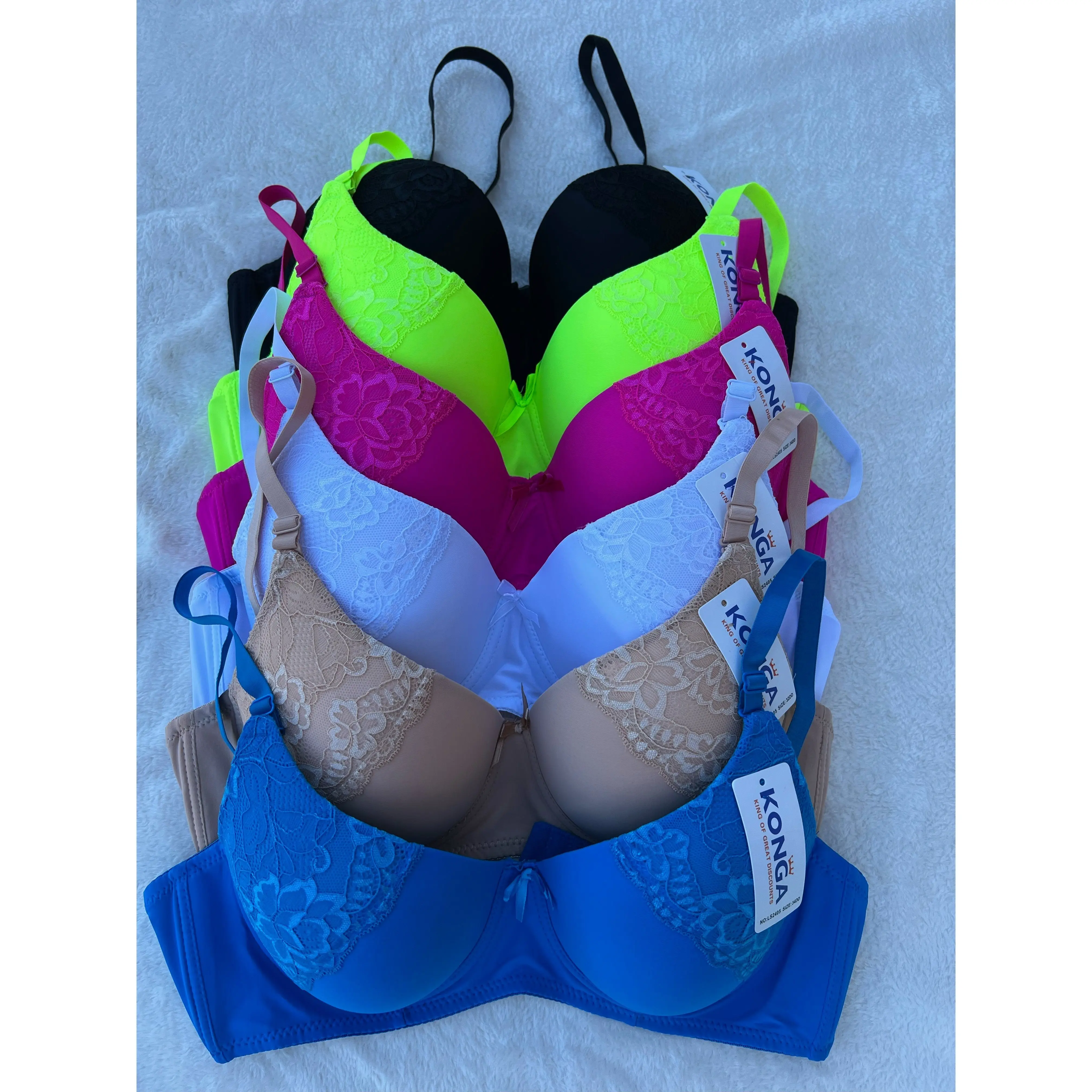 2405# Women's Everyday Bra Classic Push Up Underwire Everyday Soft Lace Padded Solid Color Bras A 、B 、C、D、DD、Cup