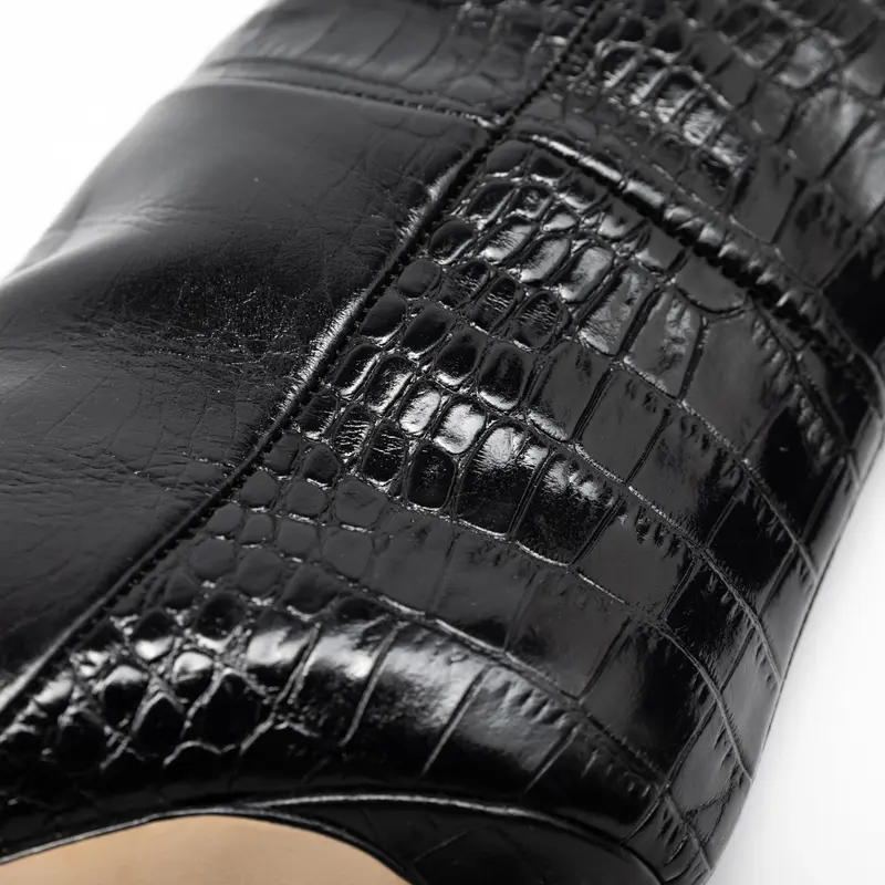 Preowned Paris Texas Slip on Calfskin Leather Black Crocodile Print 38 IT All Seasons Excellent condition 6