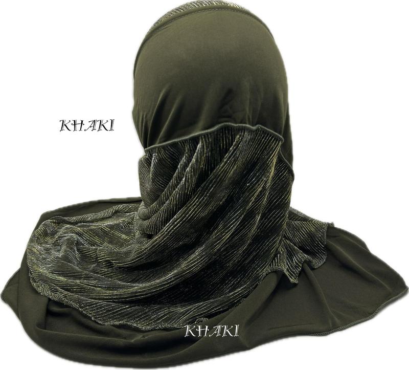 Girls’ Instant Pull-On Hijab with Lurex Trim | Modest Wear for Ages 4-13 | Comfortable, No-Pin Hijab in 10 Colors | Sparkly, Easy-Wear Design for School, Everyday, and Special Occasions 1