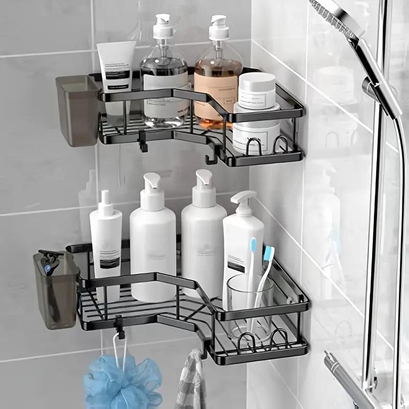 Dual Pack No-Drill Corner Shower Caddy - Rust-Free, Adhesive Mount Storage for Bathroom Bliss! 6