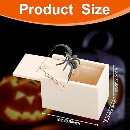 Spider Scare Prank Box, GLADFRESIT Wooden Scarebox Toy, Handmade Prank Spider, Fun Joke Mischief Practical Gifts for Kids Adults Halloween April Fool's Day 4