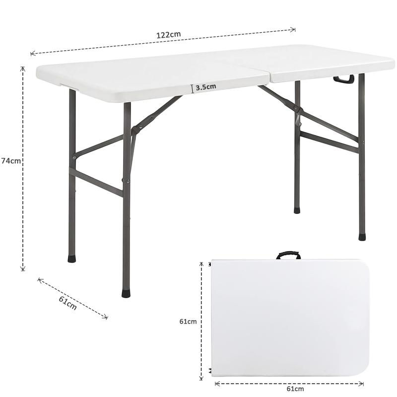 Crystals Folding Table - Strong Steel Frame, 4FT Heavy-Duty, Portable Plastic, Ideal for Outdoor Use 2