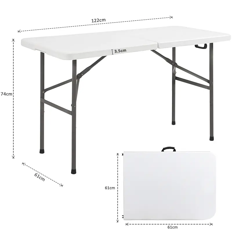Crystals Folding Table - Strong Steel Frame, 4FT Heavy-Duty, Portable Plastic, Ideal for Outdoor Use 1
