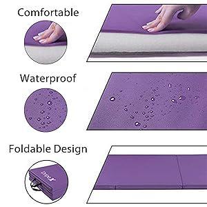 Product Introduction of Folding Gymnastics Exercise Mat - Home Gym Mats with Carry Strap 5cm(2’’) Thick Foam Nonslip Soft PU Leather for Yoga 9