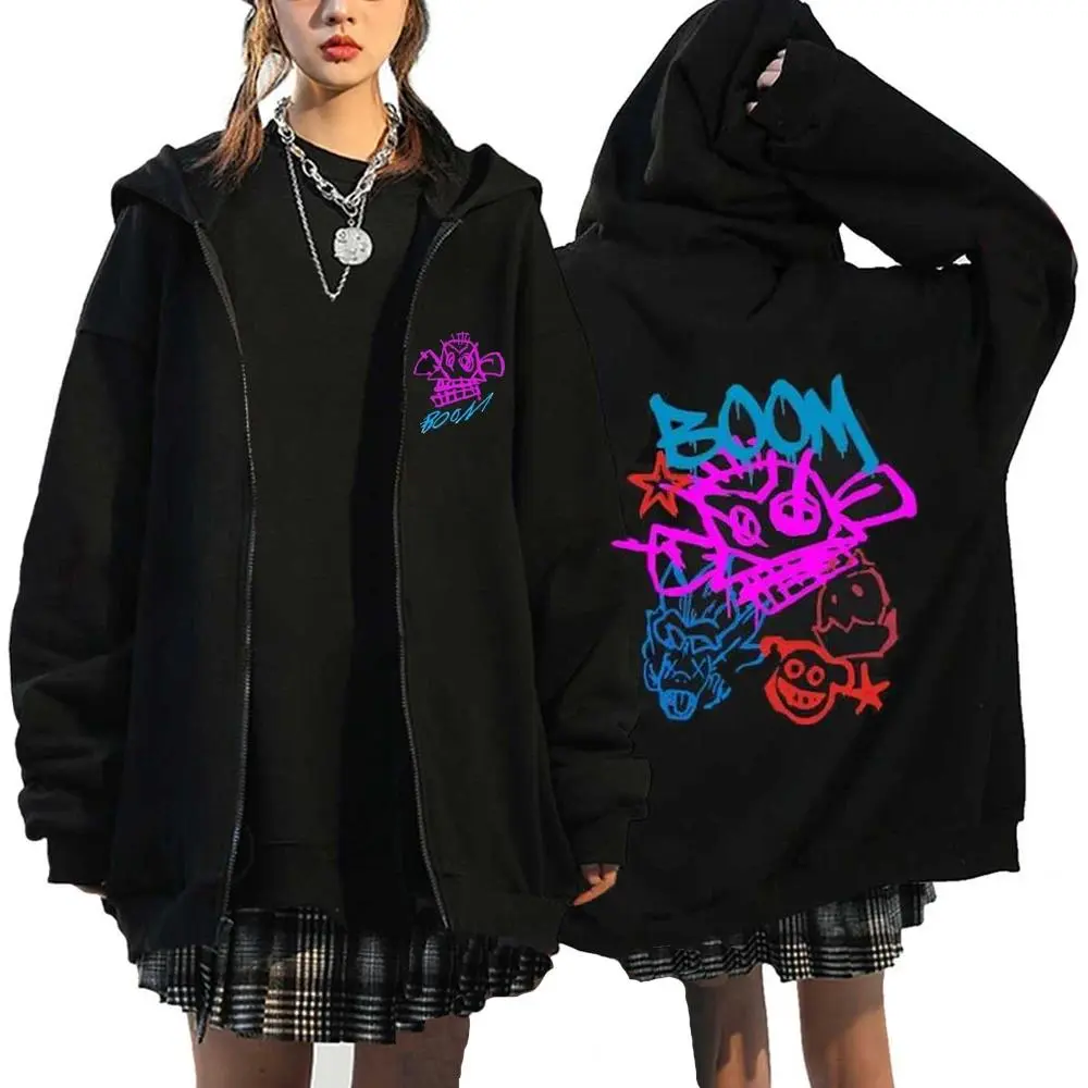 Arcane - Jinx Zip Hoody ENEMY Cool Graphic Anime Sweatshirt Women's Men's Sportswear Aesthetic Jacket Comics Loose Casual Streetwear Student Coat Womenswear Tops Outerwear Long Sleeve Baggy Oversize Comfort