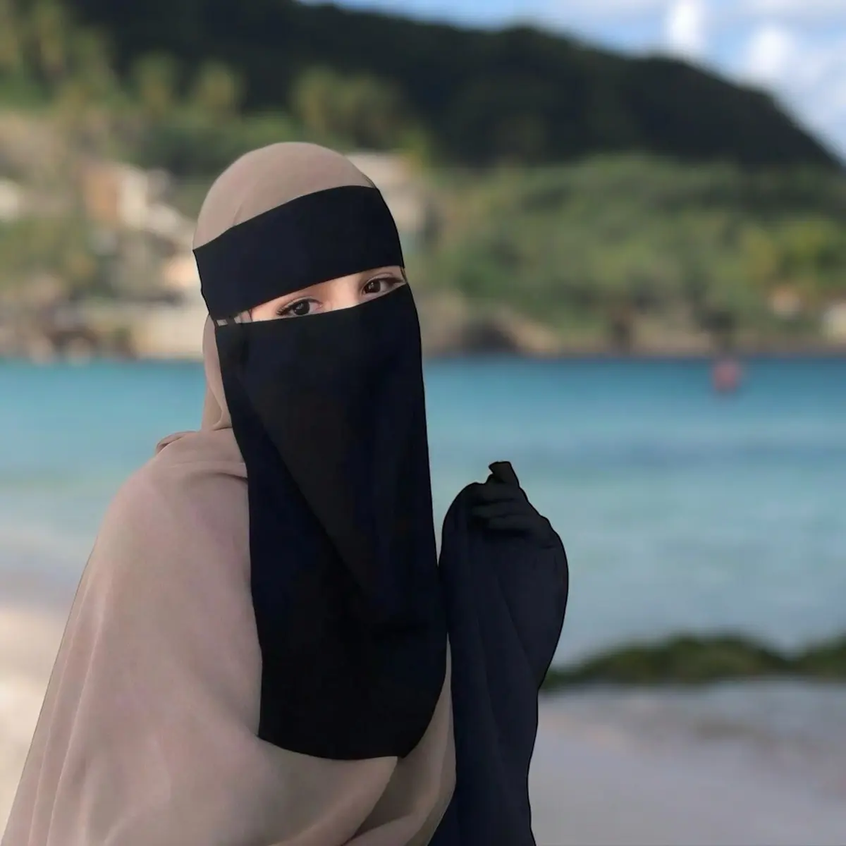 Niqab, face cover, soft breathable easy to use, tie back (37616094)