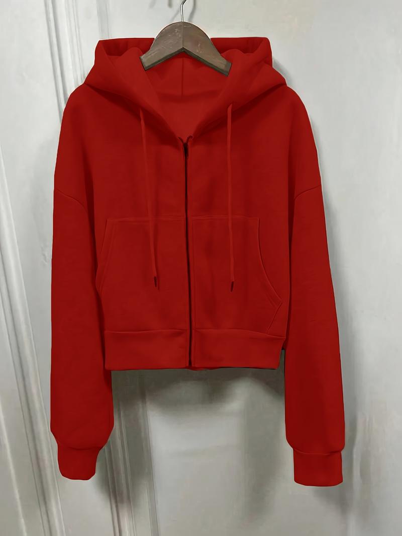 Product Introduction of Cozy Drop Shoulder Hoodie - Fashion Hoodies with Kangaroo Pocket, Casual Zipper Long Sleeve Drawstring Sweatshirt, Soft Women's Clothing for Everyday Wear 2