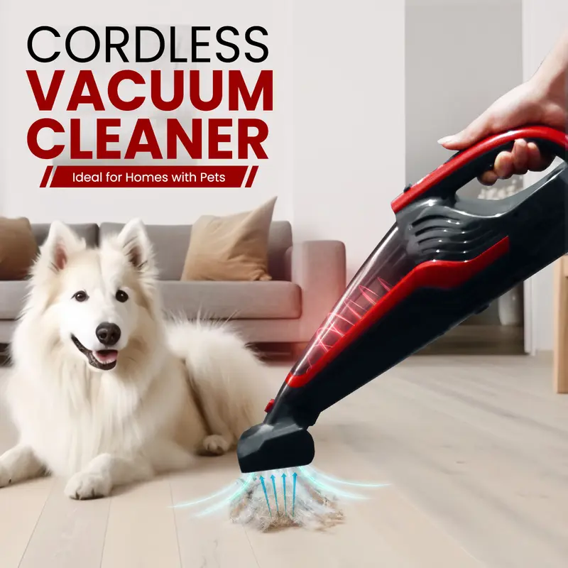 VacLife Handheld Vacuum Cleaner for Indoor use, Cars & Pet Hairs - Handheld Cordless Rechargeable Vacuum Cleaner,  Reusable Filter & LED Light, Powerful Vacuum Cleaner with Motorized Brush, Color Red handheld hoover 2