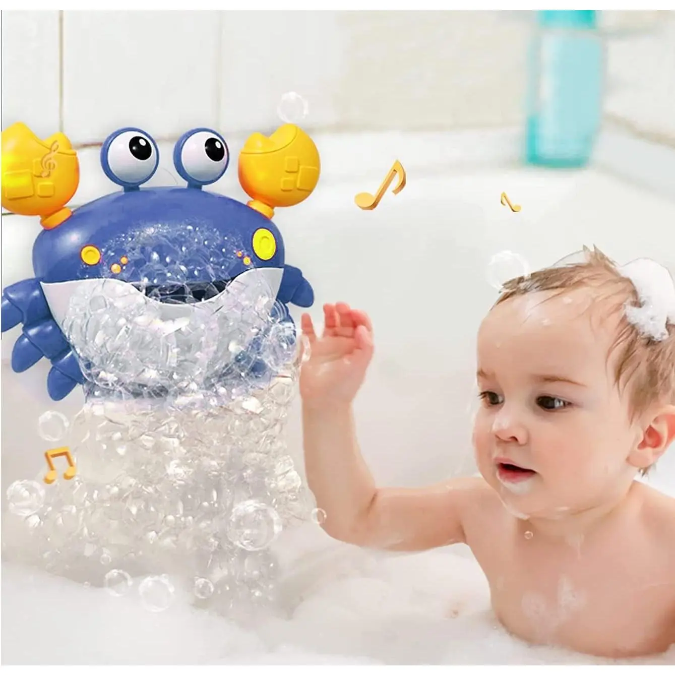 Baby Bath Toys,Automatic Crab Bubble Machine with Music,Fun Toddler Bath Toy for Bathtub Time,Crab Toys Water Game for above 3 Year Old Kids Boys Girls (Crab Blue)