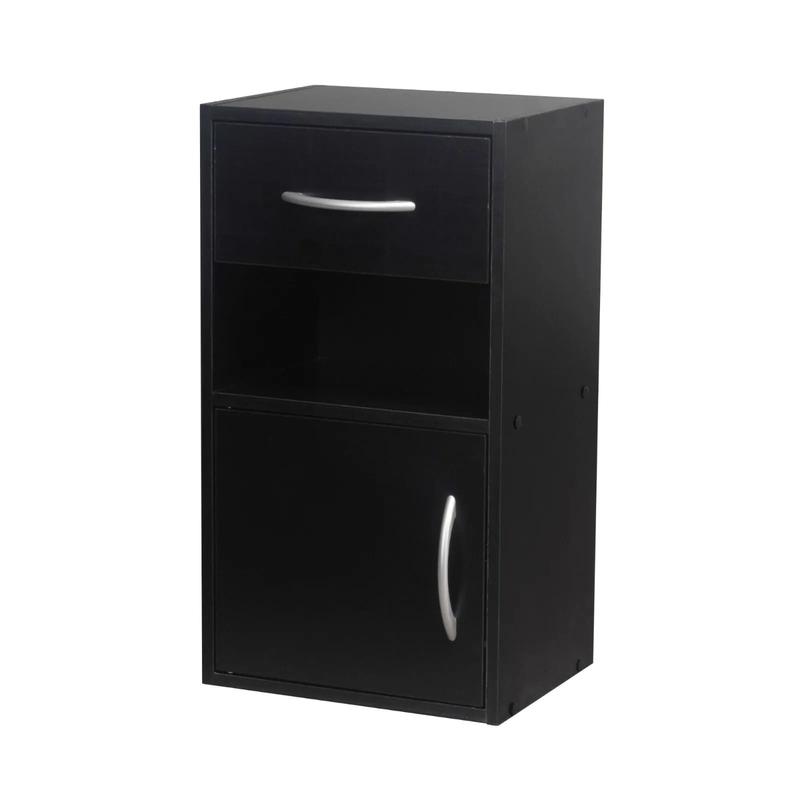 1 Door 1 Drawer Wooden Bedroom Bedside Cabinet Shelf Nightstand Side Table Unit 1