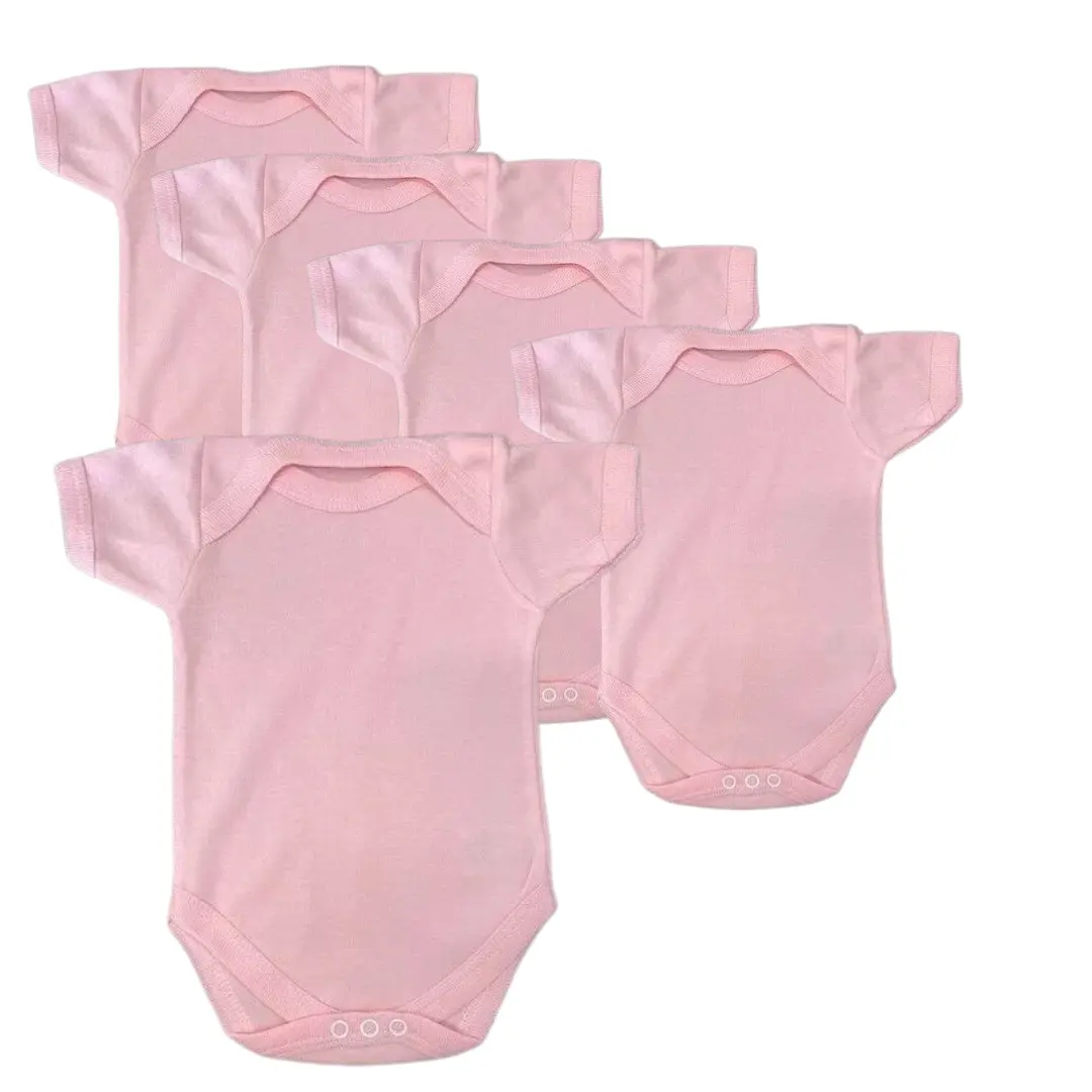 Pink Baby Vests - Light Pink Baby Grows Bodysuits One Pieces - Multipack Bulk Buy - Premature sizes Available up to 24 Months