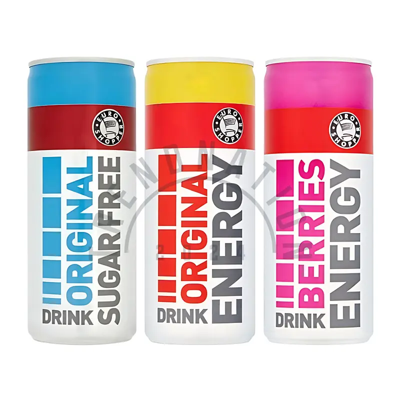 Euro Shopper Energy Drink 24 Pack (24 x 250ml) | Original, Berries and Sugar Free Flavours | Carbonated Sports Drinks Beverage 1