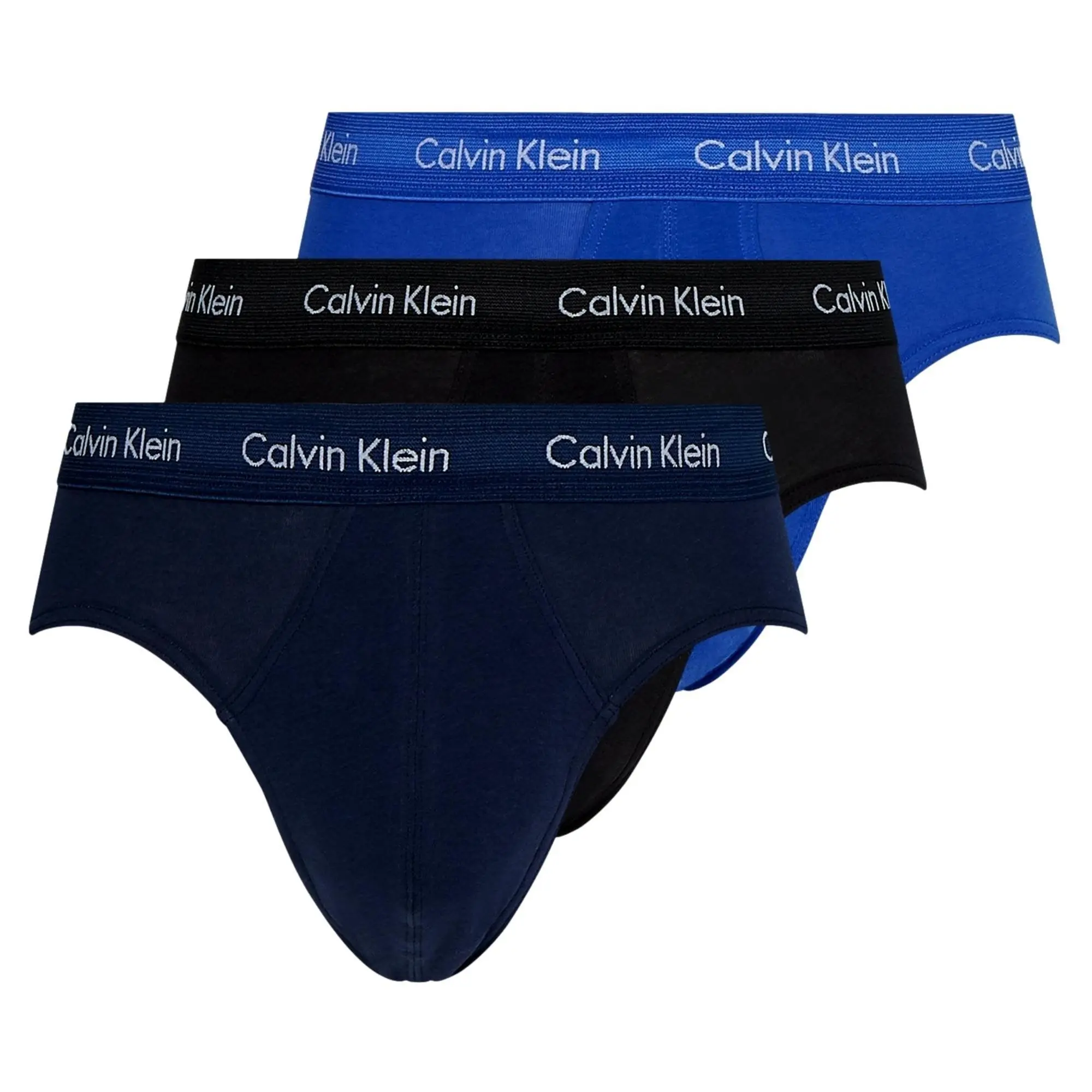 Calvin Klein 3 Pack Cotton Stretch Brief - Black/Blue/Navy Classic Elastic