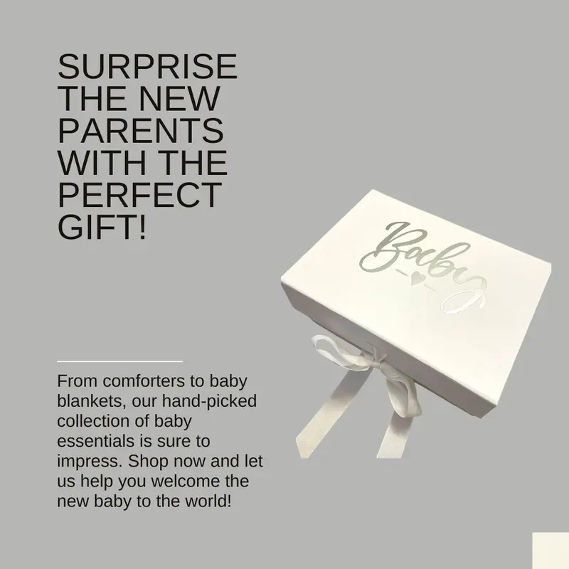 New Baby Hamper gift Unisex set Baby Blanket White Elephant Comforter Muslin Cloth - Gender Reveal Gift 4