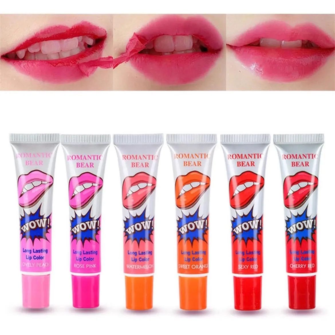 pcs/set Peel Off Lip Tint, Portable Waterproof High Color Rendering Makeup Long Lasting Peel Off Lip Gloss Cosmetic Lipstick Balm Daily Lip Balm Lip Care Glossy Multicolor